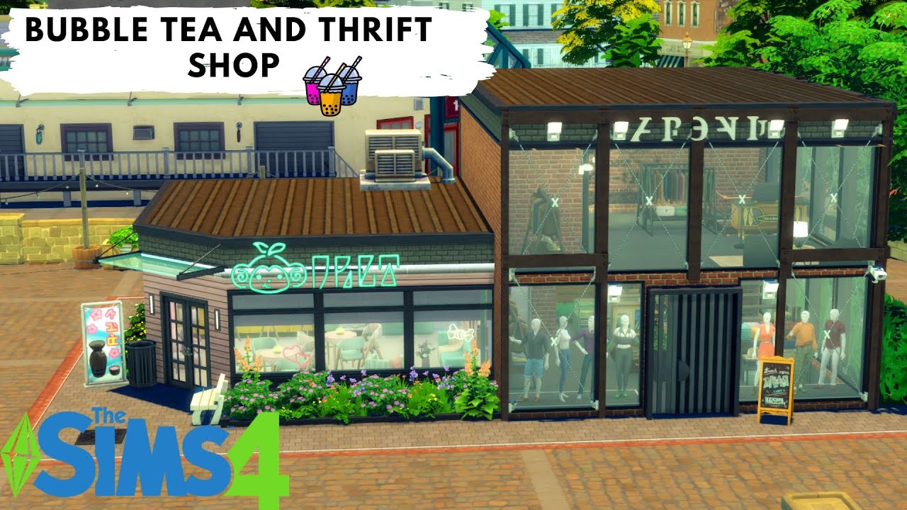 I´ve built a BUBBLE TEA AND THRIFT SHOP in the Sims 4 Highschool Years