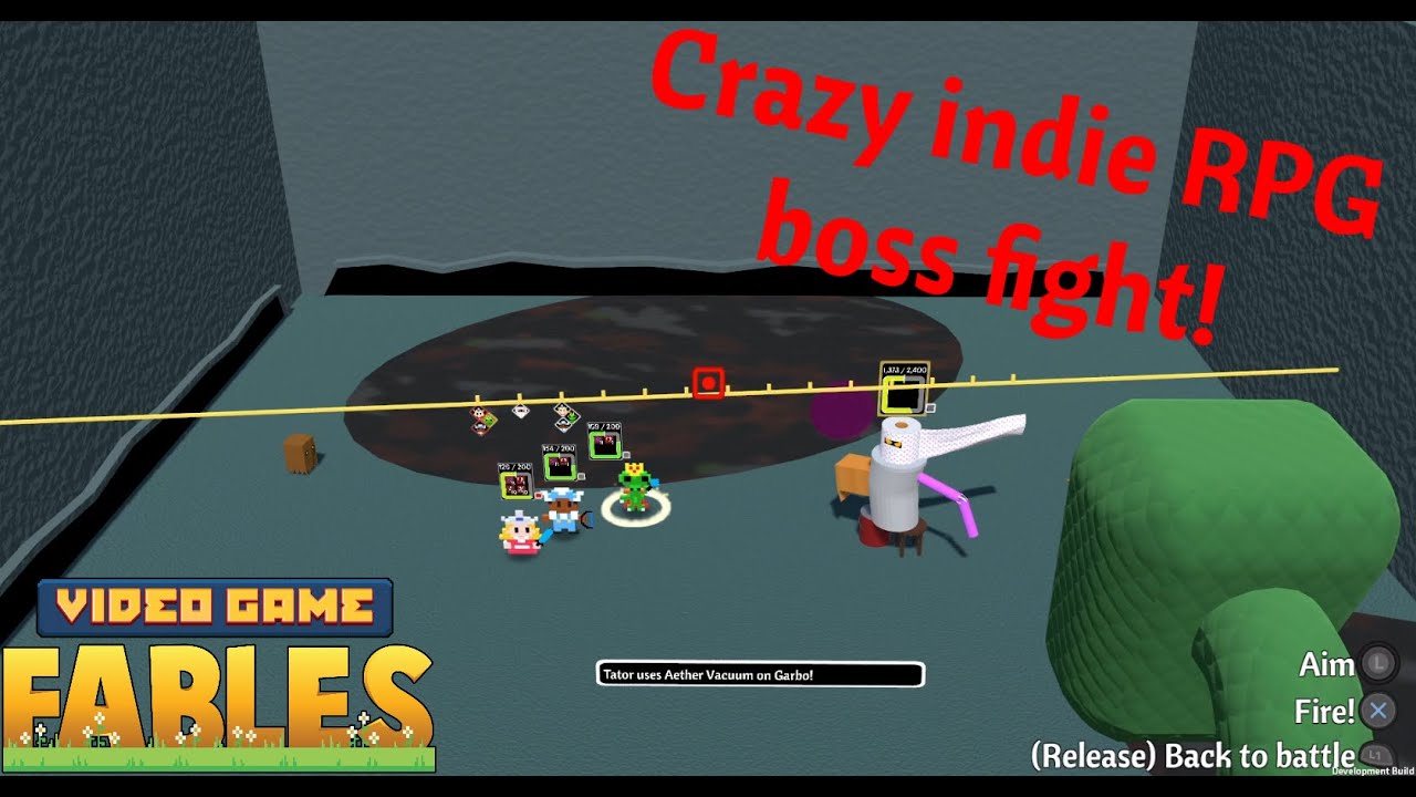 Crazy indie RPG boss fight footage (Video Game Fables, solo dev lighthearted RPG)
