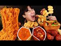 ASMR MUKBANG 떡볶이 & 치즈 퐁듀 & 양념 치킨먹방! FIRE Noodle & FRIED CHICKEN & CHEESE STICK EATING SOUND!
