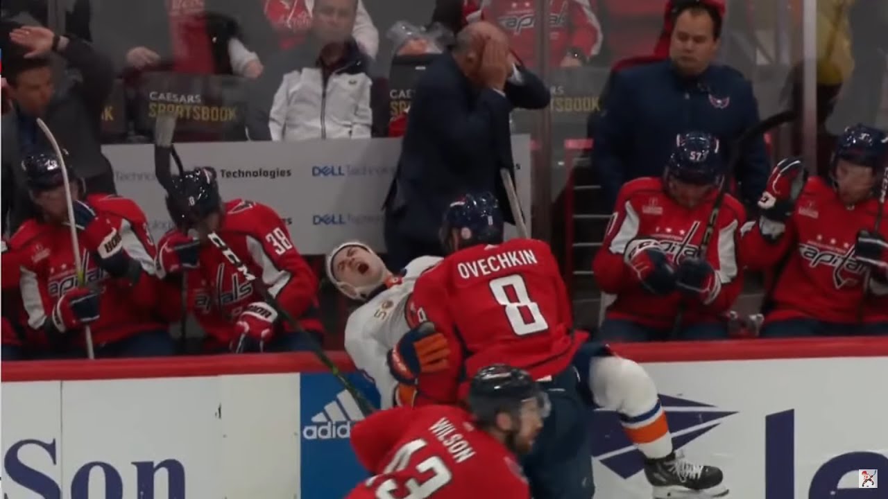 СТРАШНЫЙ силовой прием ОВЕЧКИНА против Адама ПЕЛЕКА в матче с «Айлендерс» | 30.03.2023