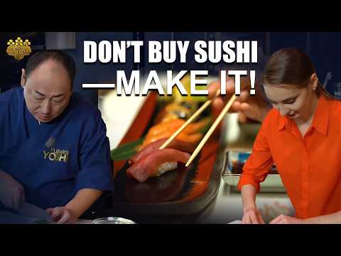 STOP rolling sushi like that! How to make HOMEMADE SUSHI? Chef vs Guest: Who makes sushi better?