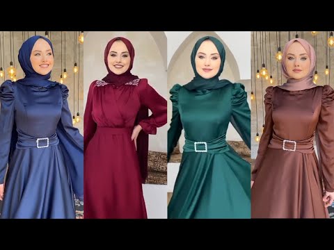 Saten Tesettür Abiye Elbise Modelleri Yeni sezon 2023 - Hijab Dresses For Party