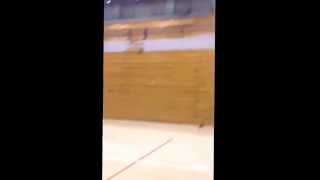 Client working her reverse pivot into a step back on the right side of the court.
