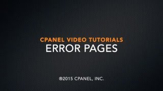 cPanel Tutorials - Error Pages