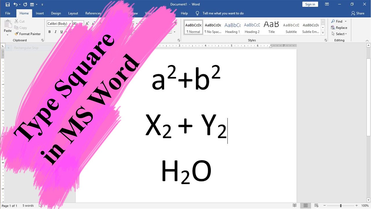 How to type square in ms word 2016 | Superscript and subscript fonts ...