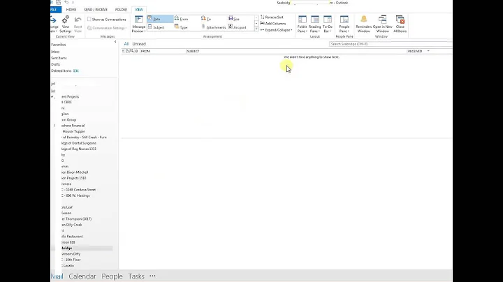 Solve We didn't find anything to show here in Outlook 2013 2016