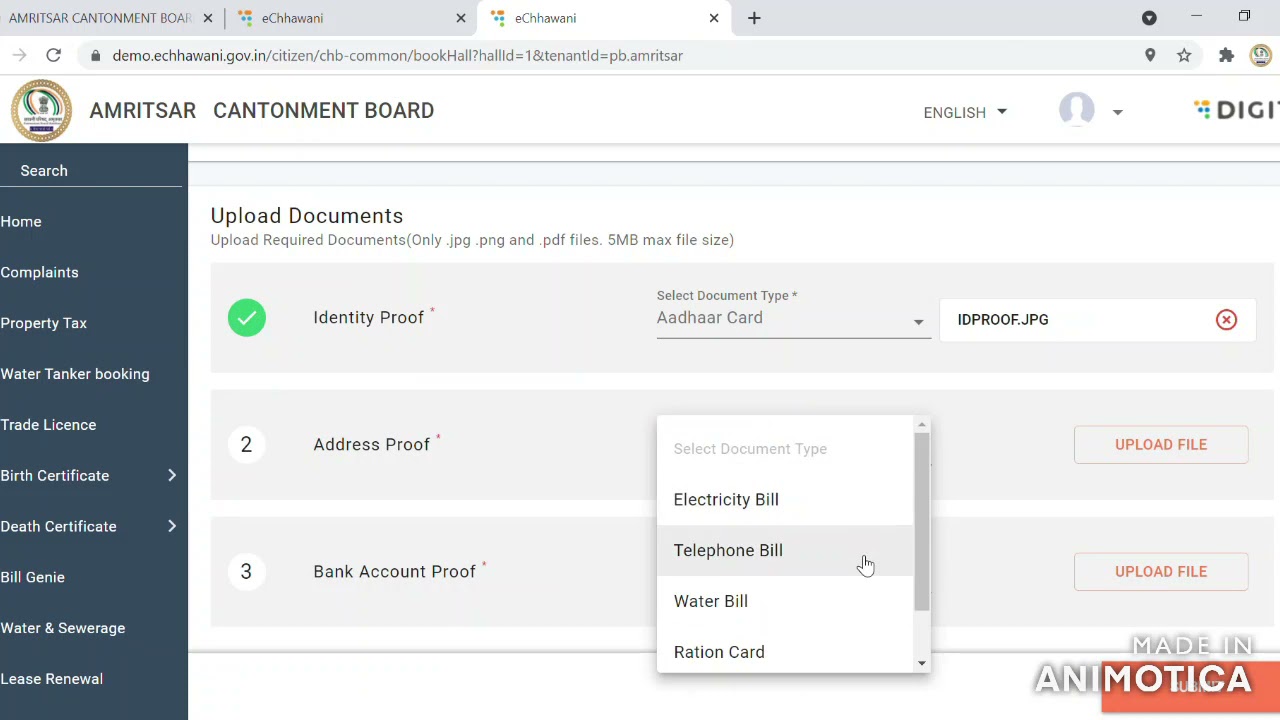 Tutorial of Community Hall Booking Hindi- Cantonment Board Amritsar