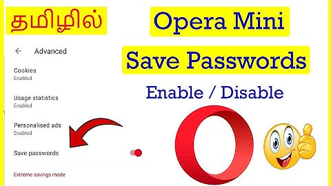 How to Enable or Disable Save passwords option in Opera Mini browser Tamil | VividTech
