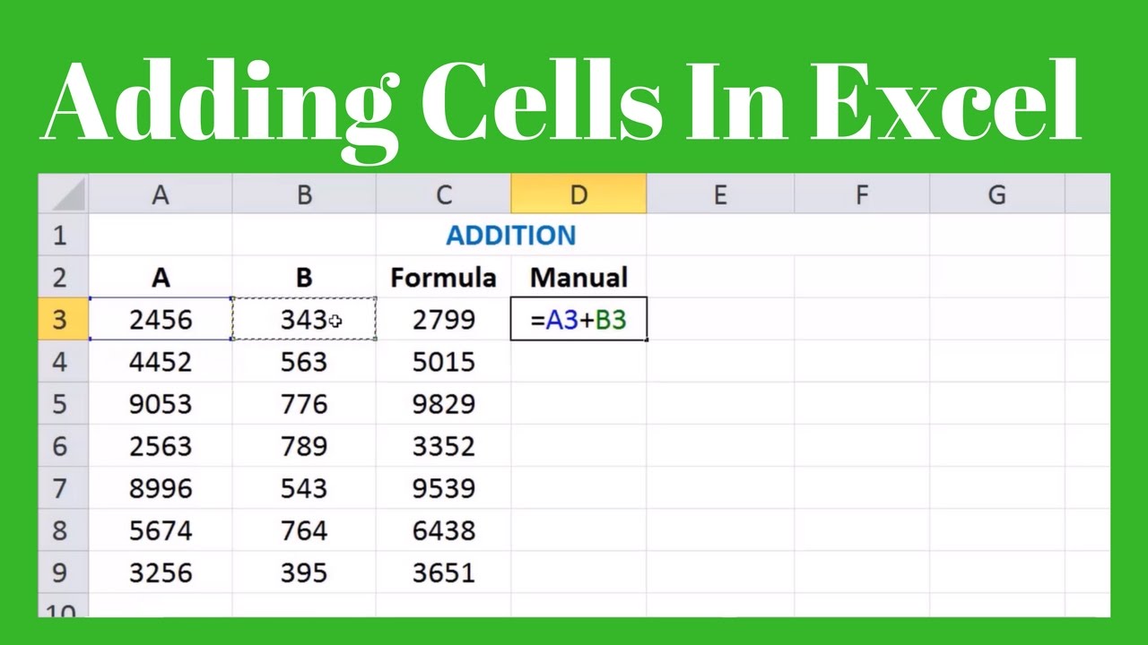 Adding Cells In Microsoft Excel 2017 YouTube