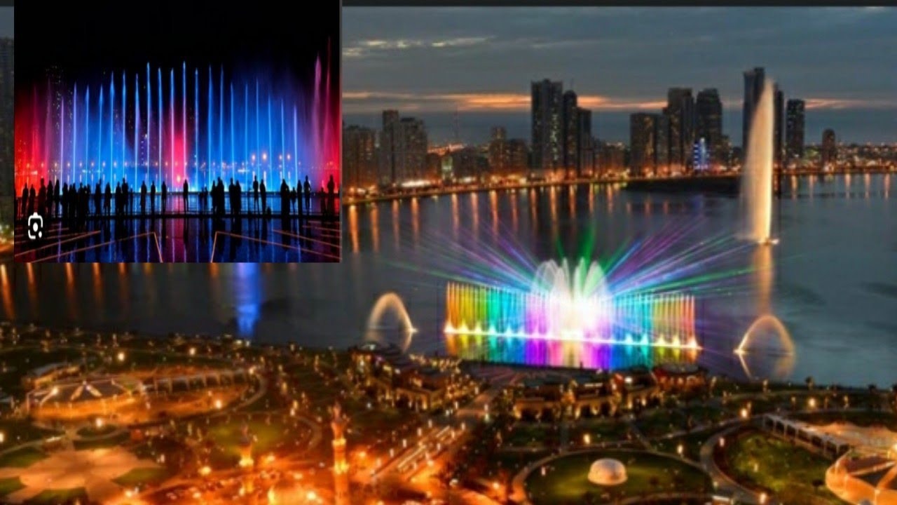 Al Majaz Waterfront  fountain and laser show to light