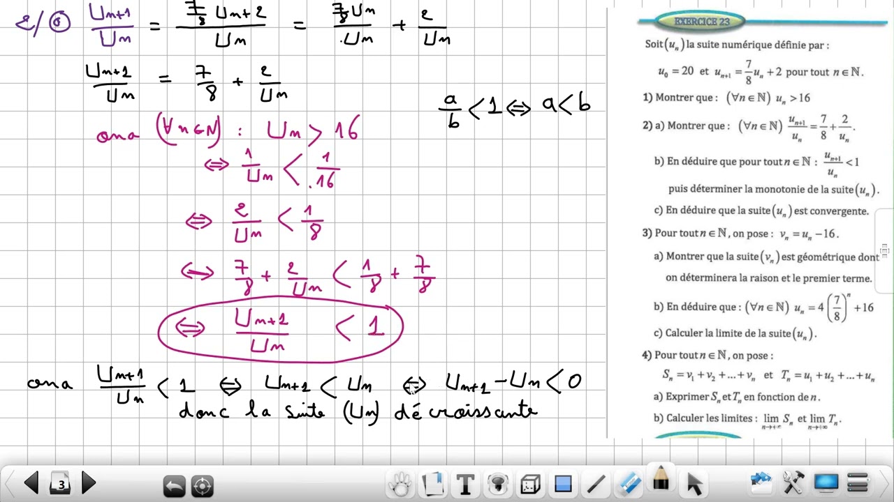 Les suites numériques (2bac Pc Svt STE STM SM) exercice 23 Page 181
