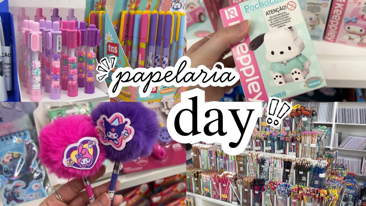 dia de papelaria ✏️  canetas, agendas, garrafas, adesivos... 💝
