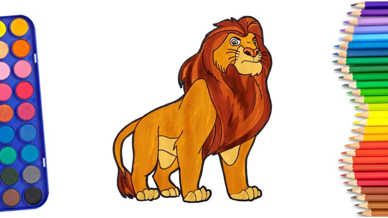 Lion king drawing step by step Draw and color lion king YouTube