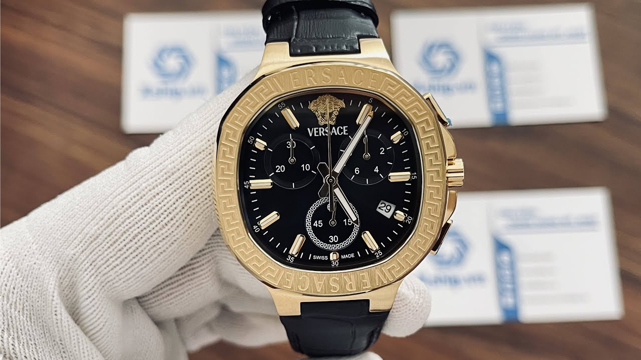 Xship.vn: Versace V-Chrono Square Chronograph Quartz Black Dial