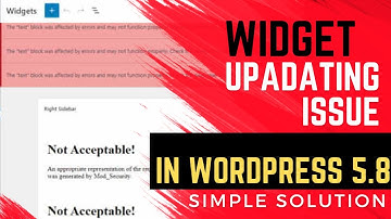 WordPress 5 8 widgets error: Simple Solution