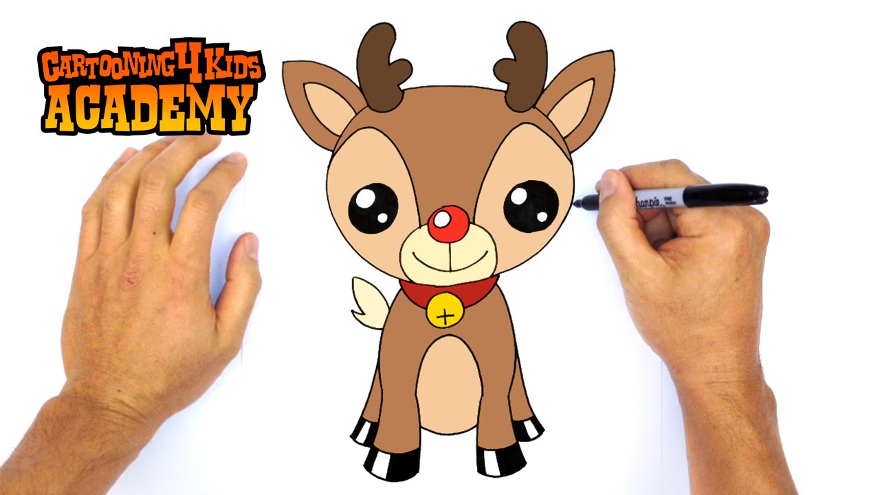 How to Draw Rudolph- Christmas Art Lesson - YouTube