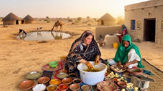 Village Women Making Mango Pickle & Cooking Desert Herbs | Okra Meat in Dinner | Rural Life