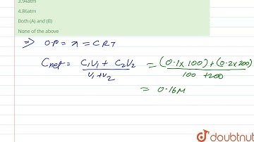 If 100mL of 0.1M urea solution is mixed with 200mL of 0.2M glucose solution at 300K. Calculate o...