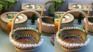 Flower Basket with Jute Rope, Craft Basket Idea with Rope and Plate #diy #craft #handmade