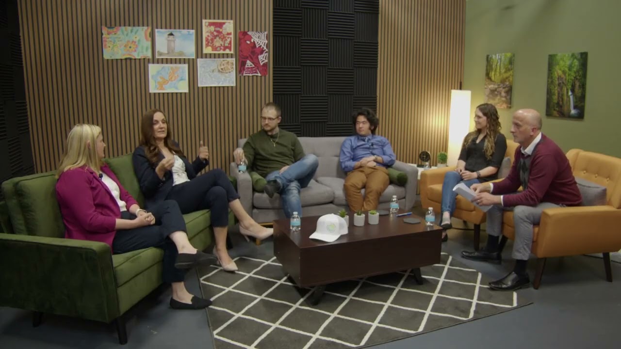 Video preview image of Guests and hosts on the Your CUE set.; click to visit the ParentSquare post with the video