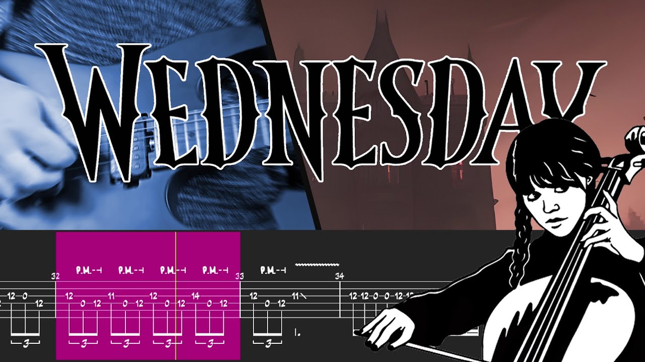 Paint it Black Guitar Cover Wednesday Adams Cello Tab Tutorial