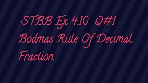 Solution of Bodmas Rule STBB Exercise 4.10 in Urdu/Hindi