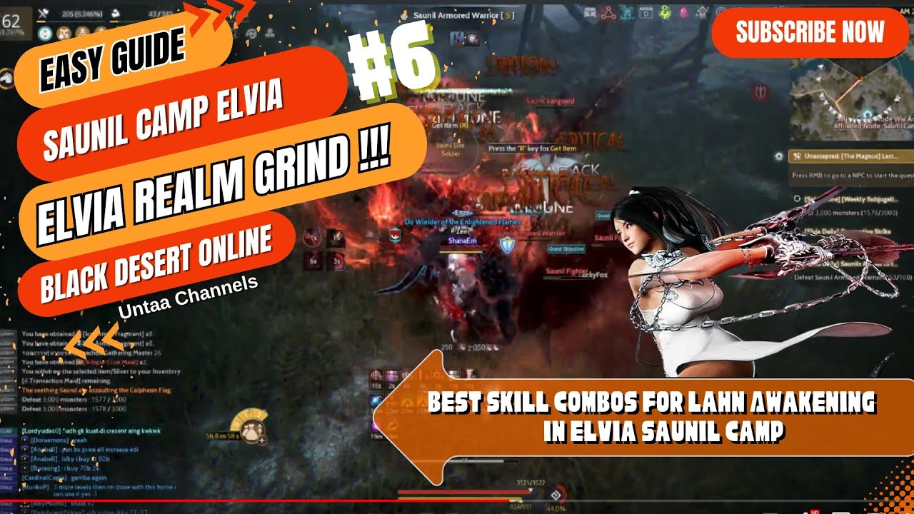 1 Hour grind Best Skill Combos for Lahn Awakening in Elvia Saunil Camp - Black Desert Online!