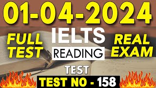 IELTS Reading Test 2024 with Answers | 01.04.2024 | Test No - 158