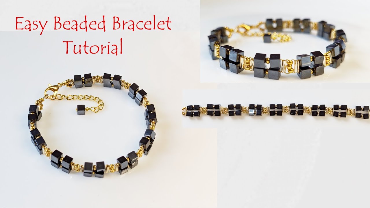 DIY Hematite Bracelet Tutorial | Seed Beads, Cube Beads & Wire Wrapping for Beginners