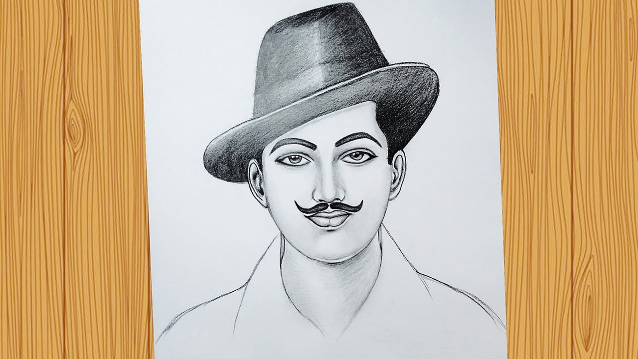 Bhagat Singh drawing  How to draw Bhagat singh step by step  Bhagat singh easy pencil drawing