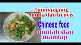 Tumis jagung muda dan boncis || TKW Taiwan