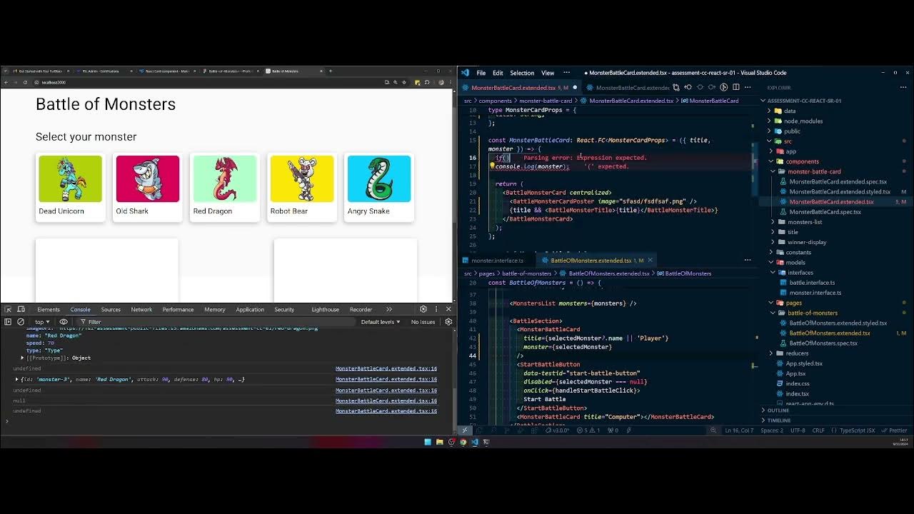 React Coding Challenge - Battle of Monsters - YouTube