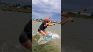 She’s actually much better than me at riding😭 #wakeboarding #surf #fail #funny #trending