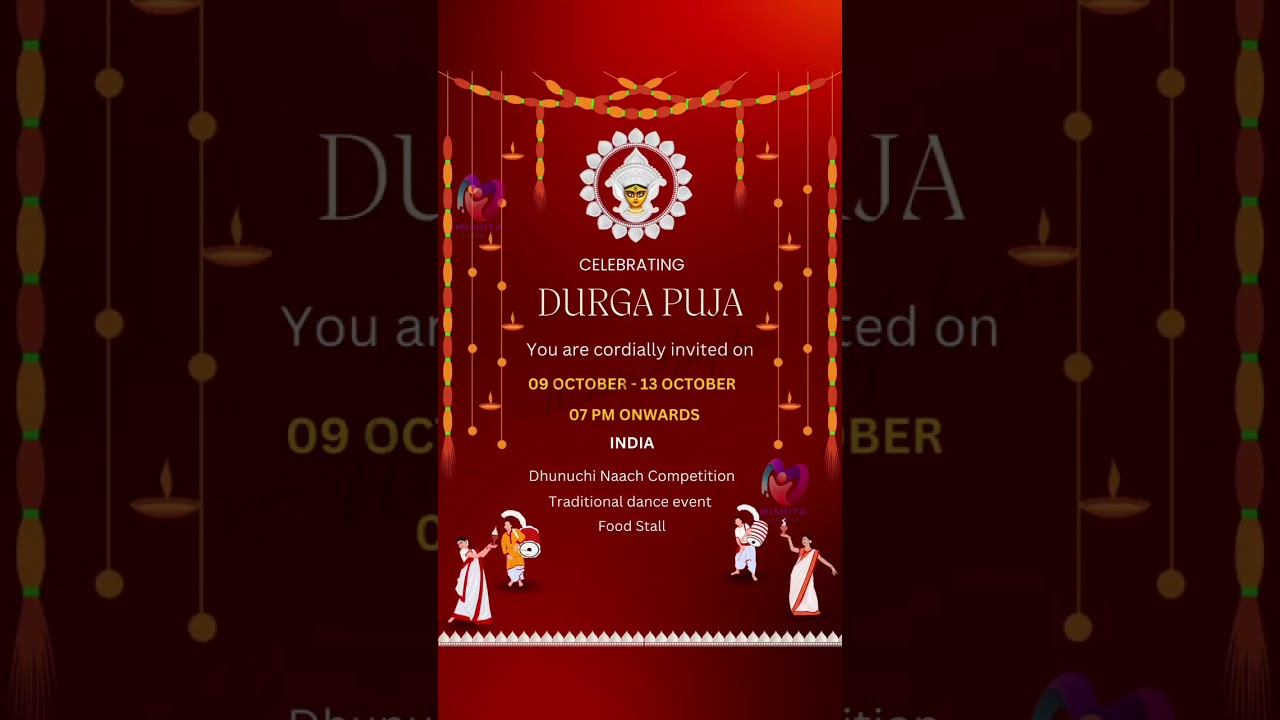 Durga Puja Invitation Card made by MISHITA GRAPHICS | Buy Now at just 100/- only | Templates