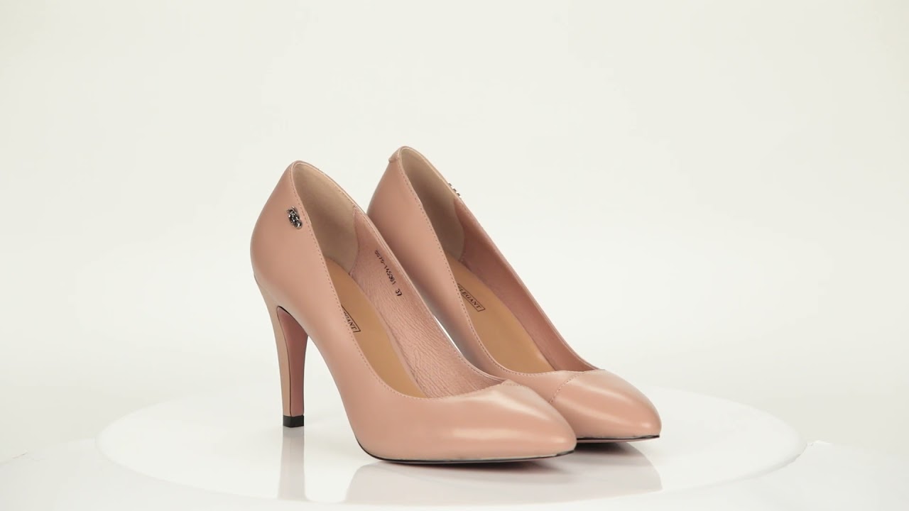 Бежевые туфли лодочки из кожи на шпильке SS75-145361