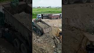 Heavy equipment working with Dump Truck 12 wheels and Bulldozer #shorts