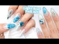 Light Blue Nail Art + Easy Gelly Tip Extensions