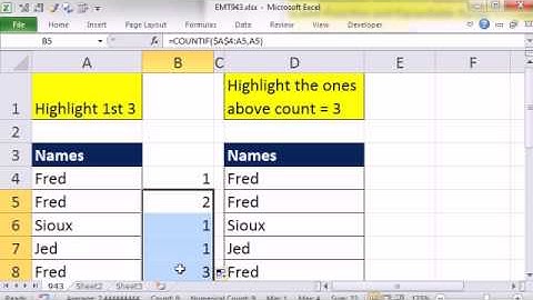 Excel Magic Trick 943: Conditional Format First Three & Conditional Format After 3rd Occurrence