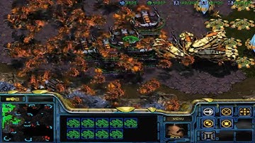 StarCraft: Brood War - 1 Protoss vs 1 Zerg & 1 Terran  ( vs 2 computers ) Map: Big Game Hunters