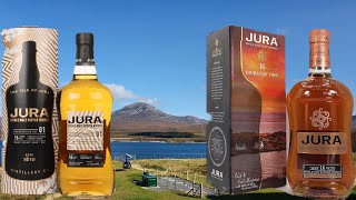 : . JURA 16 Y.O. PERSPECTIVE No. 1. 46.5% ABV & DIURACHS OWN 40% ABV.