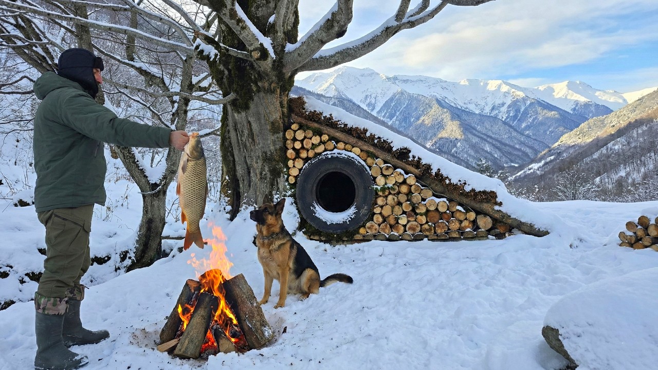 Winter Survival: Building a Warm Hut & Catching Dinner