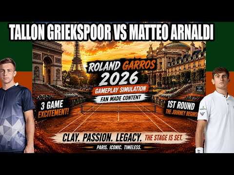 Video TALLON GRIEKSPOOR vs MATTEO ARNALDI | Roland Garros 2026 | Gameplay Simulation