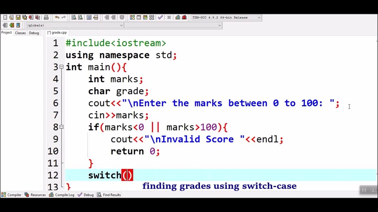 How to Find Grade of Student using Switch Case in C++ - YouTube