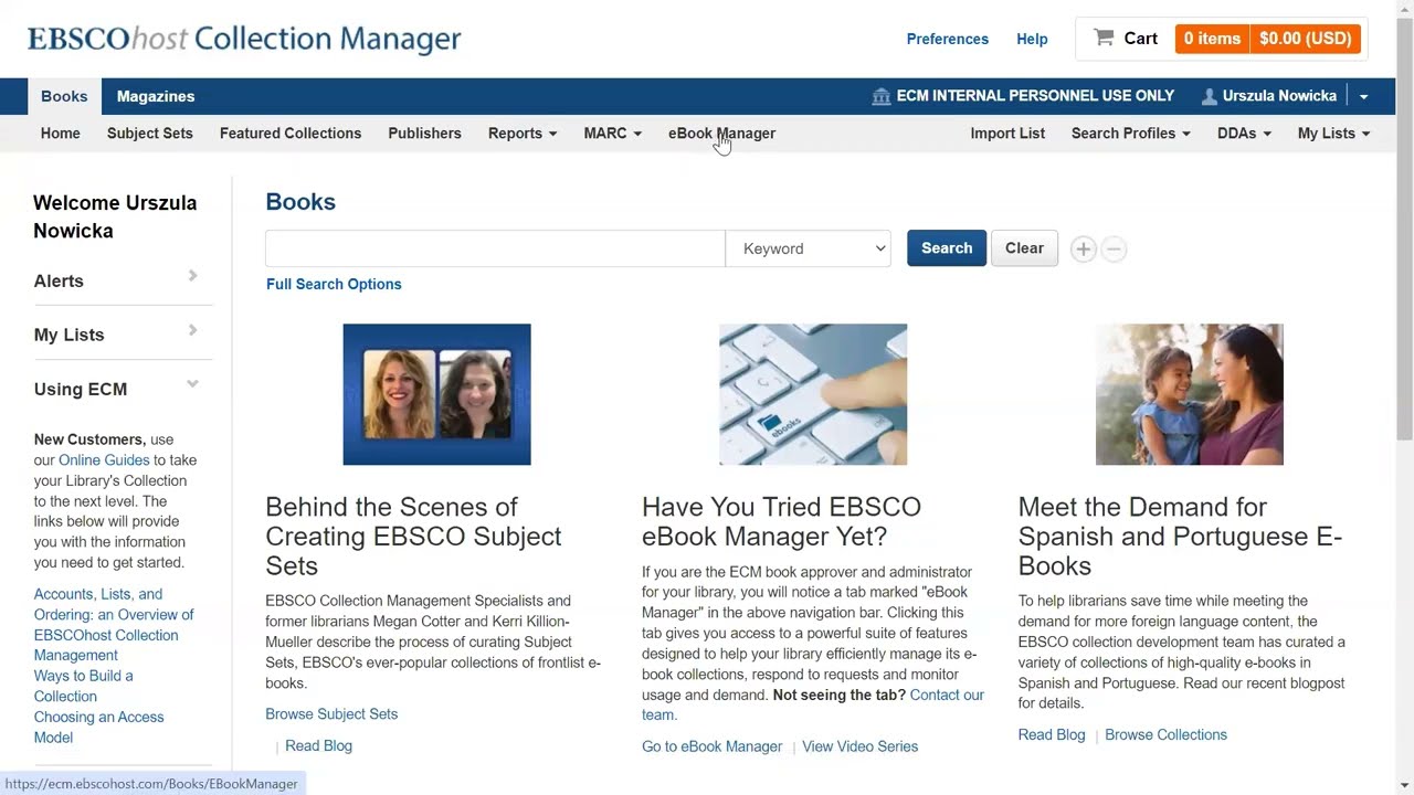 Szkolenie EBSCO | Zarządzanie kolekcją e-książek EBSCO z eBook Manager