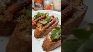 Bruschetta with kabanos &amp; Parmesan 🥰 #recipe #bruschetta #partyappetizers #appetizer