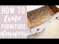 How to line furniture drawers with wrapping paper