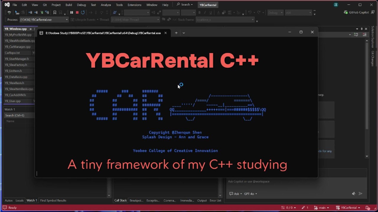 YBCarRental C++/C# implementations, text-based-view framework and ...