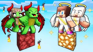 Download lagu JJ and Mikey: DEVIL vs ANGEL One Block Battle in Minecraft!