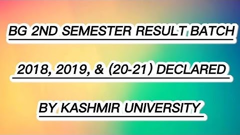 BG 2nd Semester Result Declared By Kashmir University