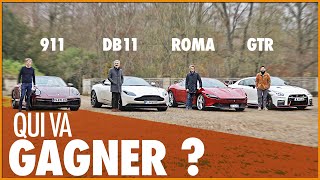 BATTLE SUPERCAR 🏁 911 vs DB11 vs ROMA vs GTR (Attention, Grosse mauvaise foi!)